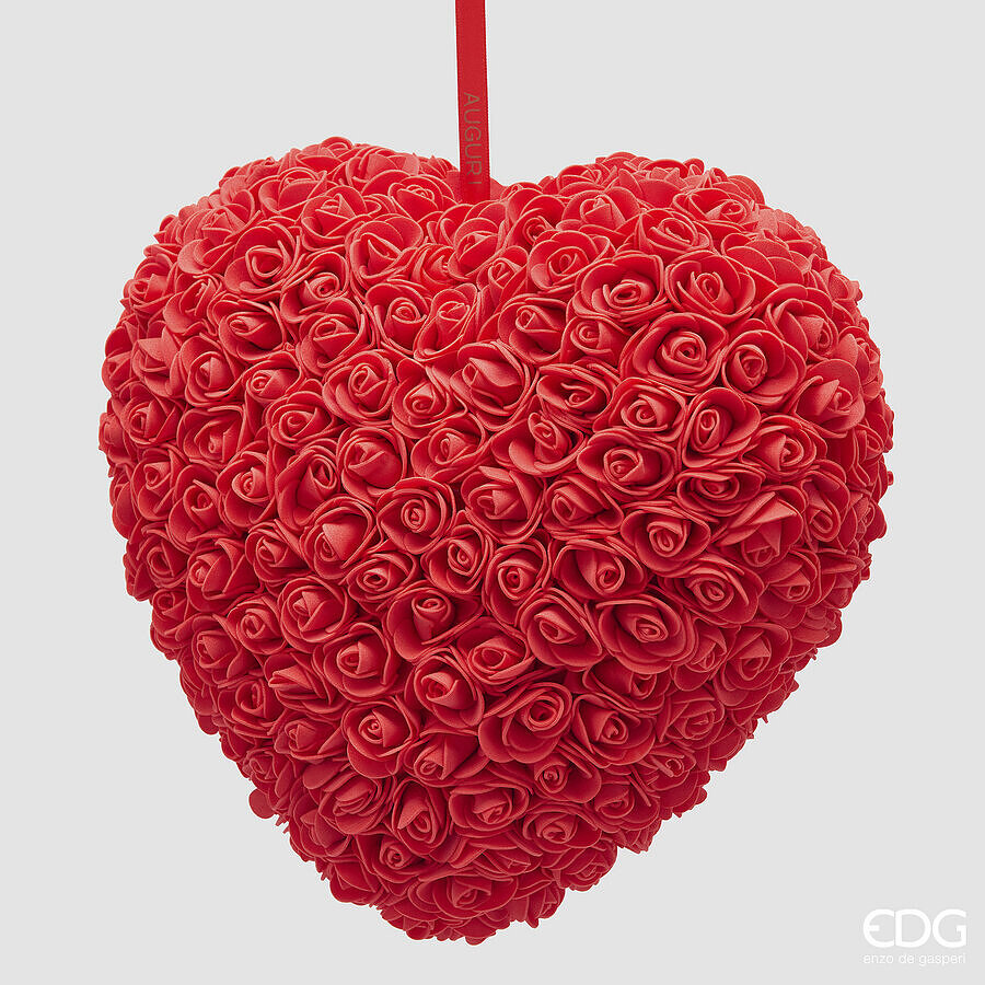 Decoro da appendere Cuore di rose - H.24 cm - EDG