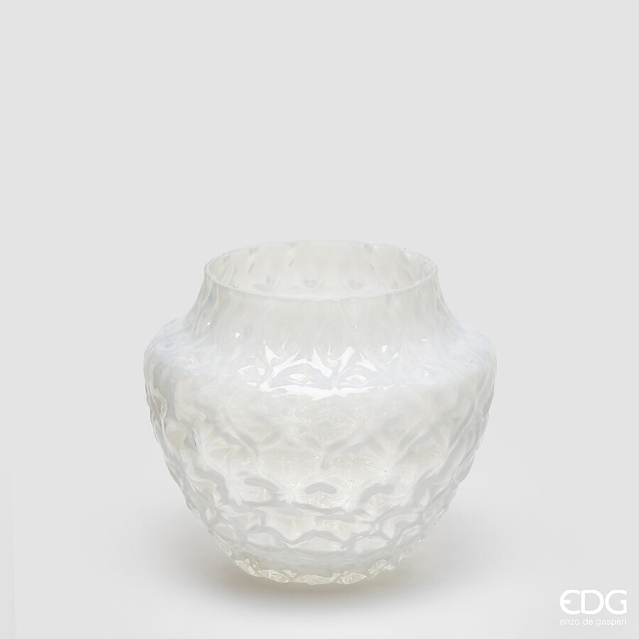 Vaso Honeycomb bianco in vetro - H.17X20 cm - EDG