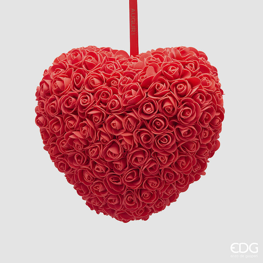 Decoro da appendere Cuore di rose - H.20 cm - EDG