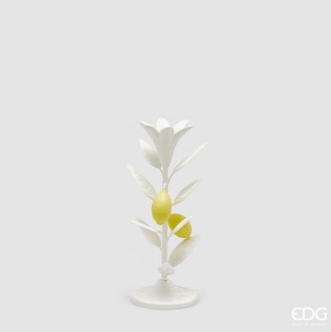 Portacandela in ferro  con limoni gialli - H.28x10 cm - EDG