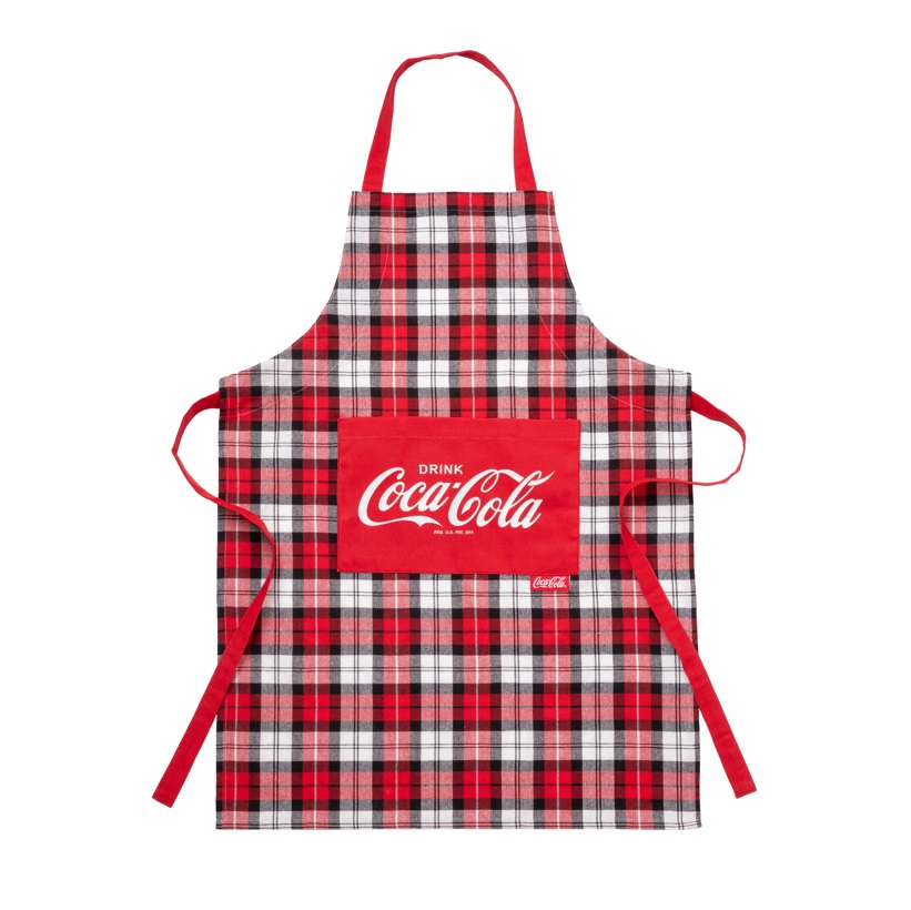 Grembiule in tartan rosso con stampa Coca- Cola - 60x80 cm