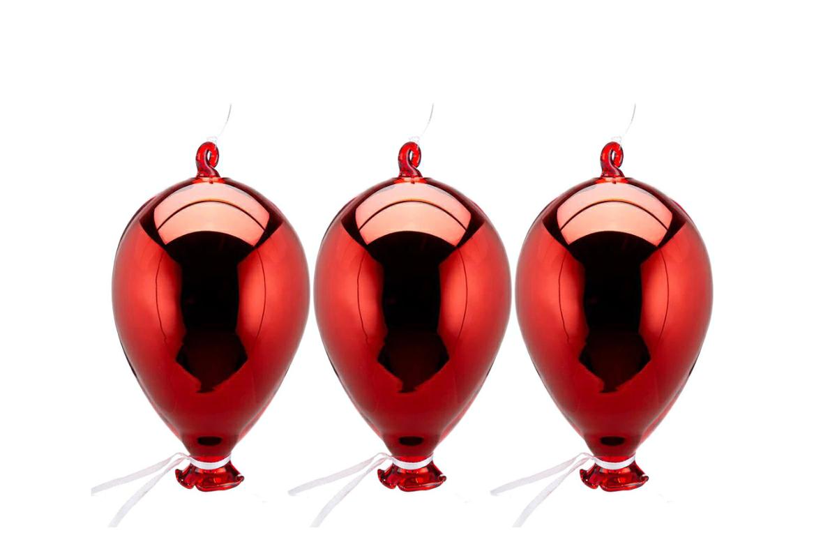 Set 3 palloncini in vetro rosso - 14 cm