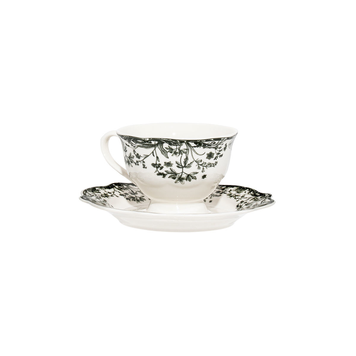 Set 6 tazzine da caffe' con piattino in ceramica verde - 90 ml - Estia