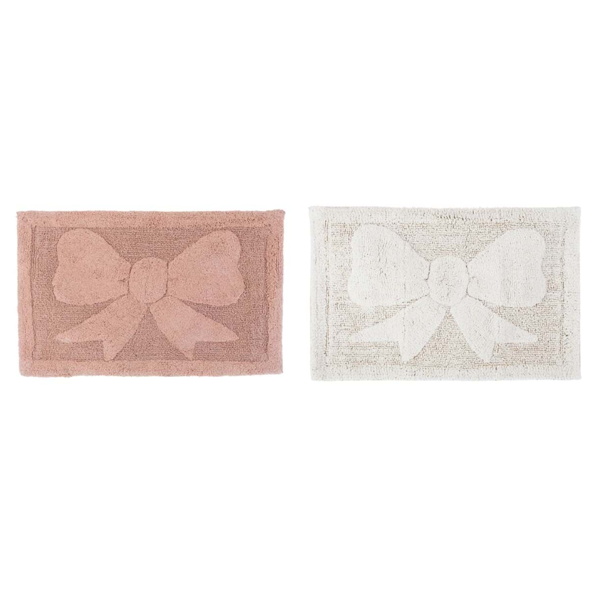 Tappeto bagno con fiocco in 2 varianti di colore - 50x80 cm - Blanc Mariclò
