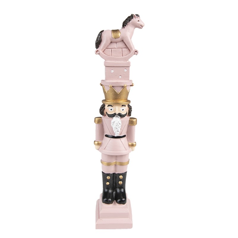 Statua decorativa schiaccianoci con cavalluccio in resina rosa  - H. 23 cm - Clayre & Eef