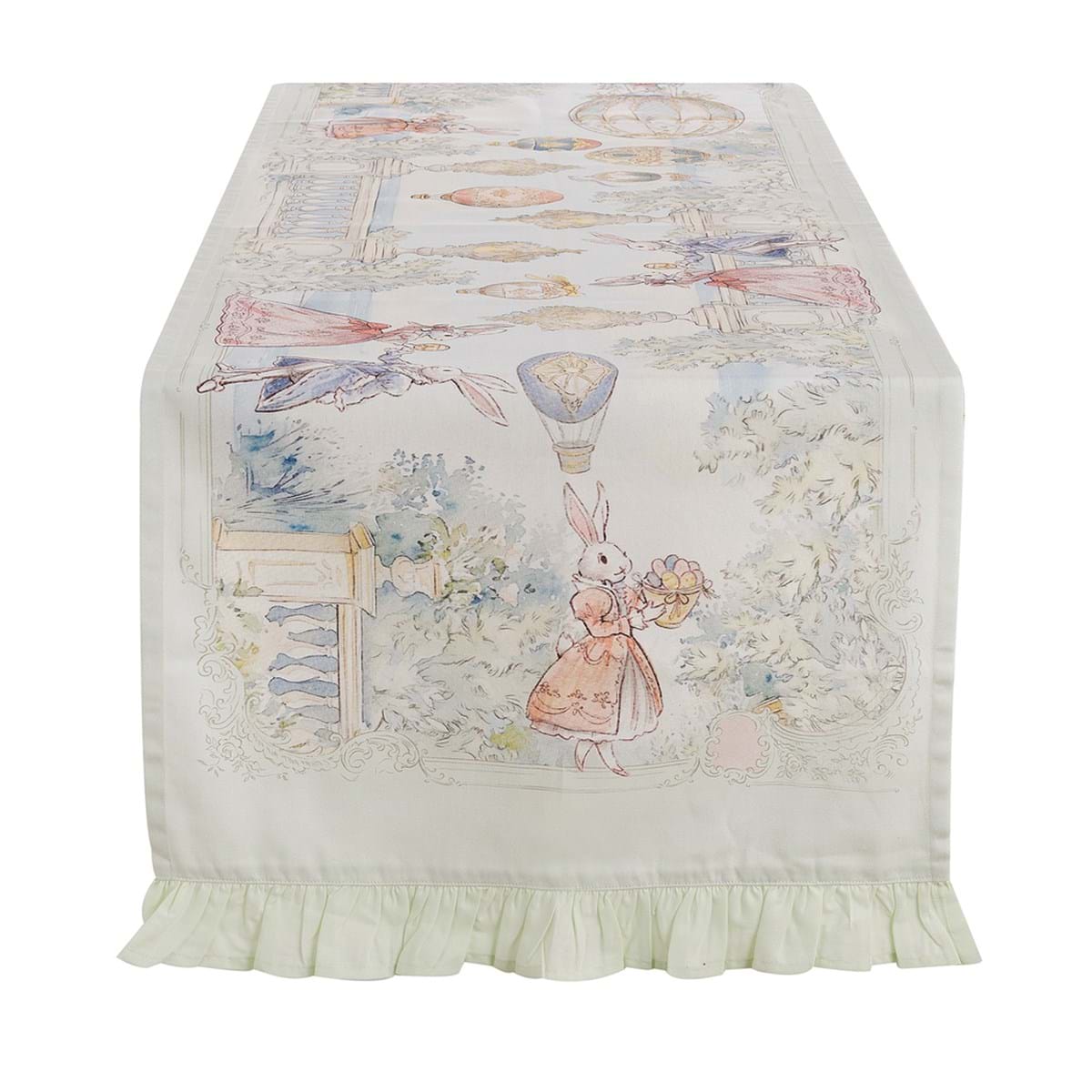 Runner in cotone con stampa pasquale - Rococo Collection - 55x160 cm - Blanc Mariclo