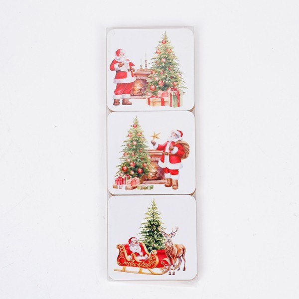 Set 6 sottobicchieri natalizi in sughero - 10x10 cm - E.L.