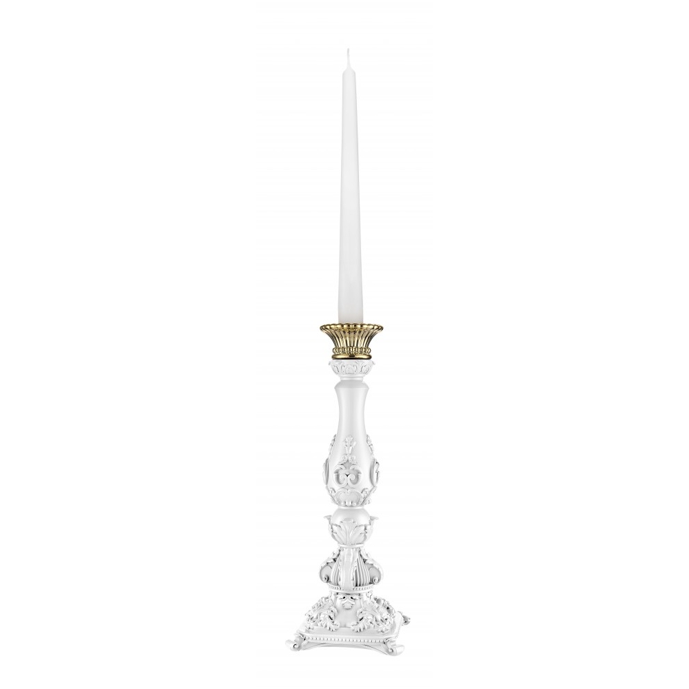 Candeliere barocco bianco e oro - H. 40 cm - Bongelli Preziosi