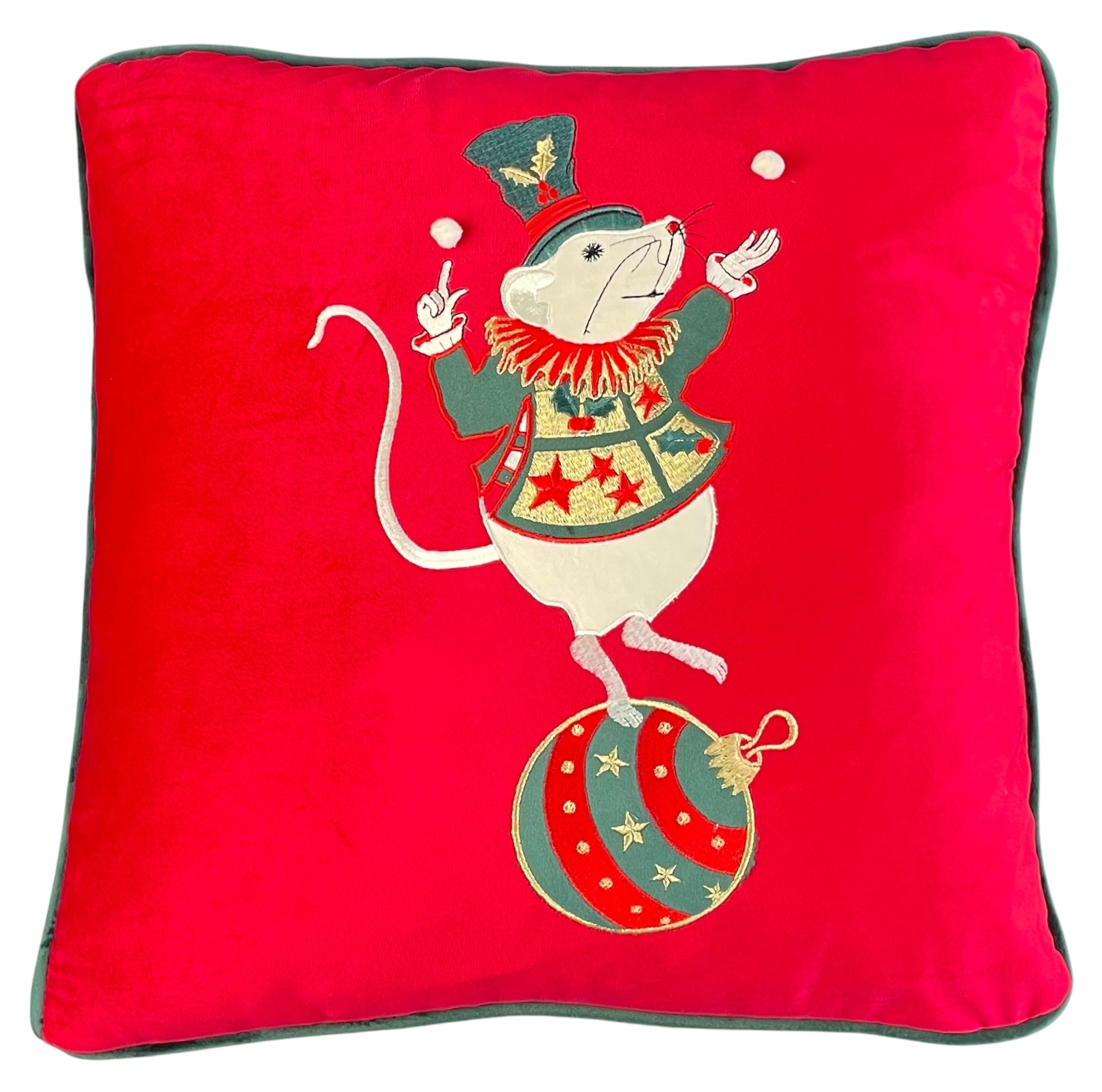 Cuscino quadrato natalizio in velluto CIRQUE DE NOEL - 47x47 cm - vari colori - Clodette