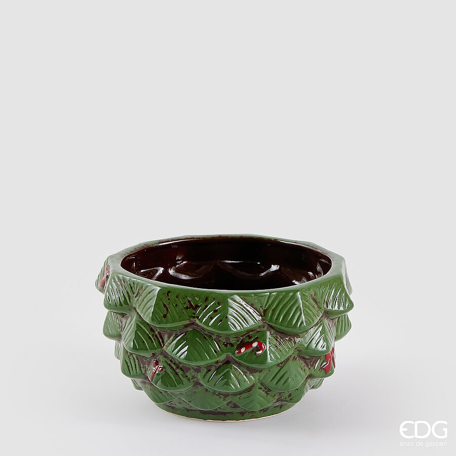 Vaso cachepot pino in ceramica - H.8.5x16 cm - EDG