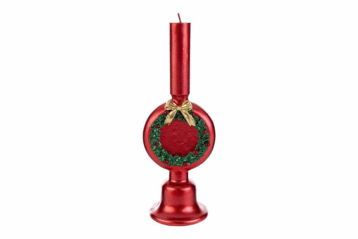 Candela natalizia rossa c/ghirlanda - H.23.5 cm - Le Stelle