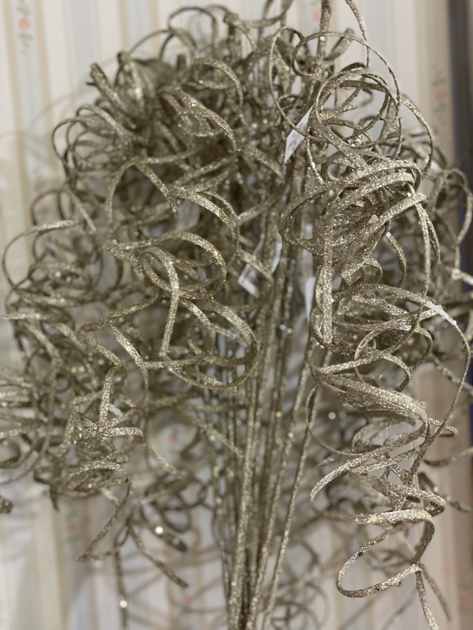 Ramo natalizio con riccioli glitterati - h. 100 cm - EDG
