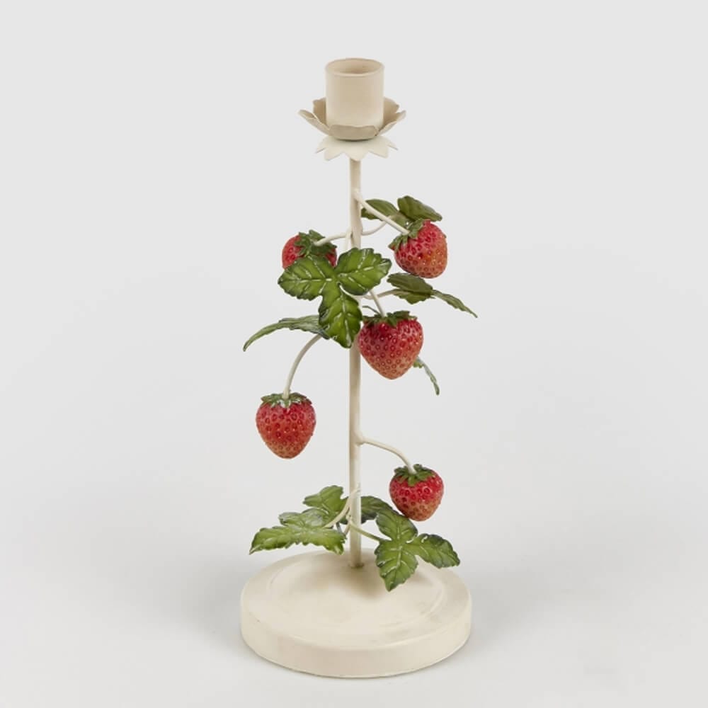 Portacandele in ferro con fragole - H.26 cm - EDG