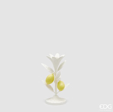 Portacandela in ferro con limoni gialli - H.21x9 cm - EDG