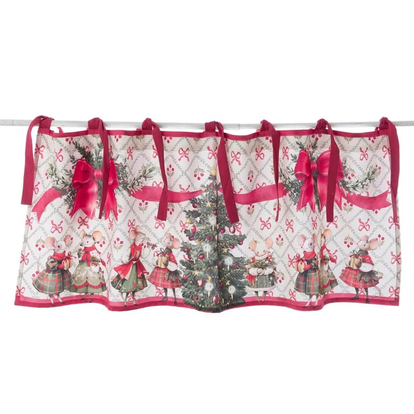 Mantovana natalizia in cotone - Collezione Favola di Natale 2025 - 140x50 cm - Blanc Mariclo