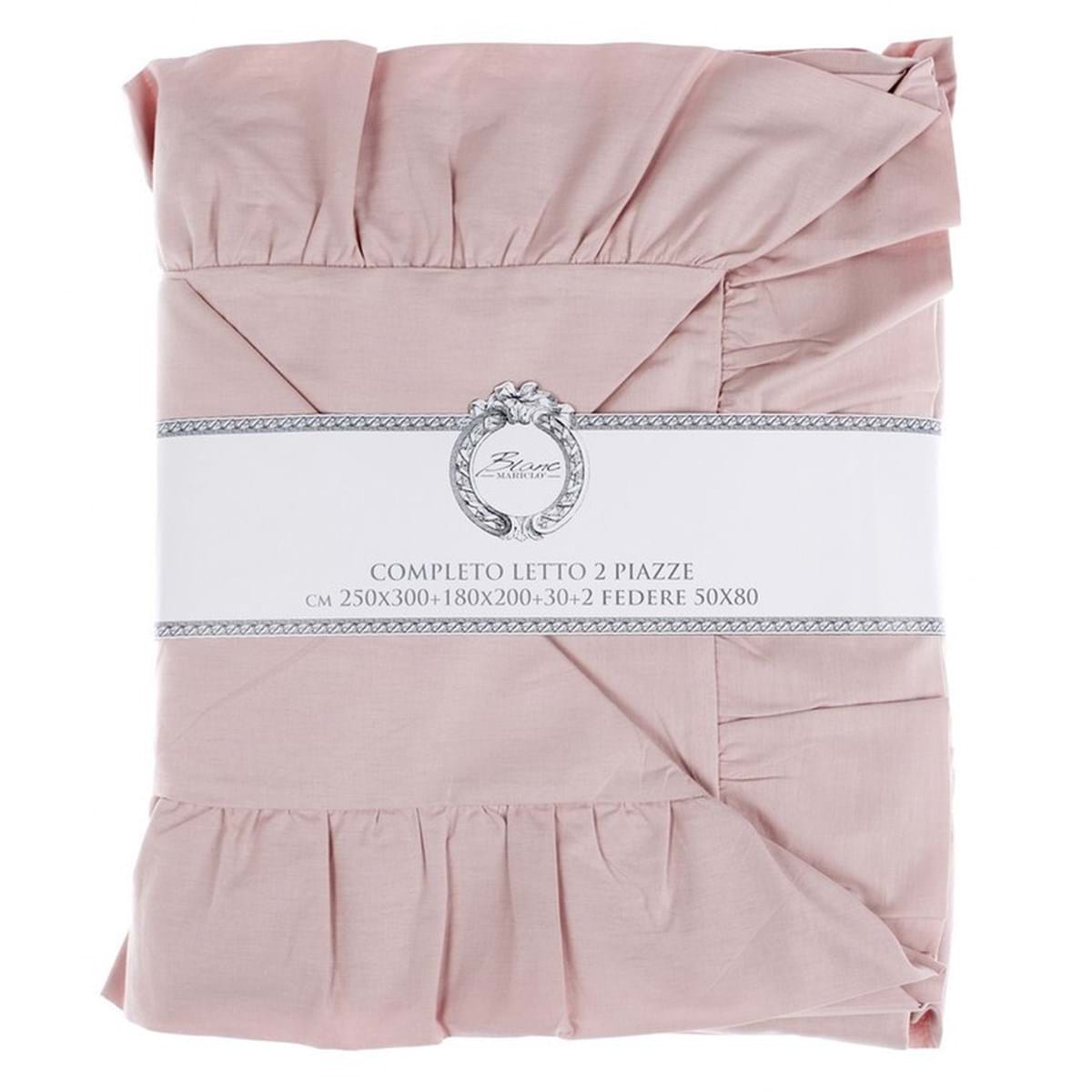 Completo letto matrimoniale in cotone rosa - 180x200 + 50x80 cm - Blanc Mariclo
