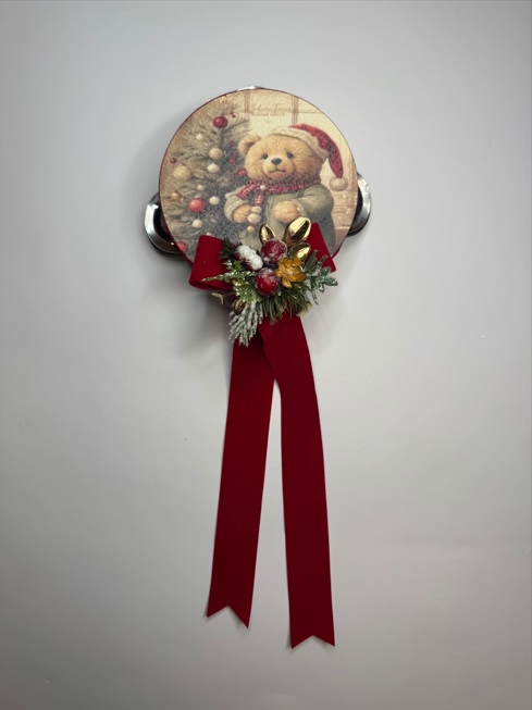 Tamburello Teddy cuore di coccola - 10 cm - Madame Fiocco