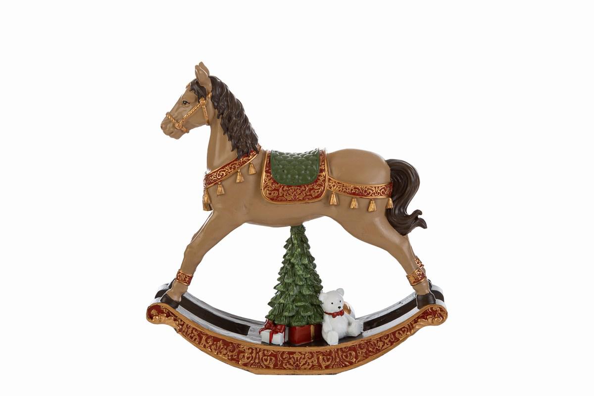 Cavalluccio a dondolo in resina beige - H.14x14 cm - Le Stelle