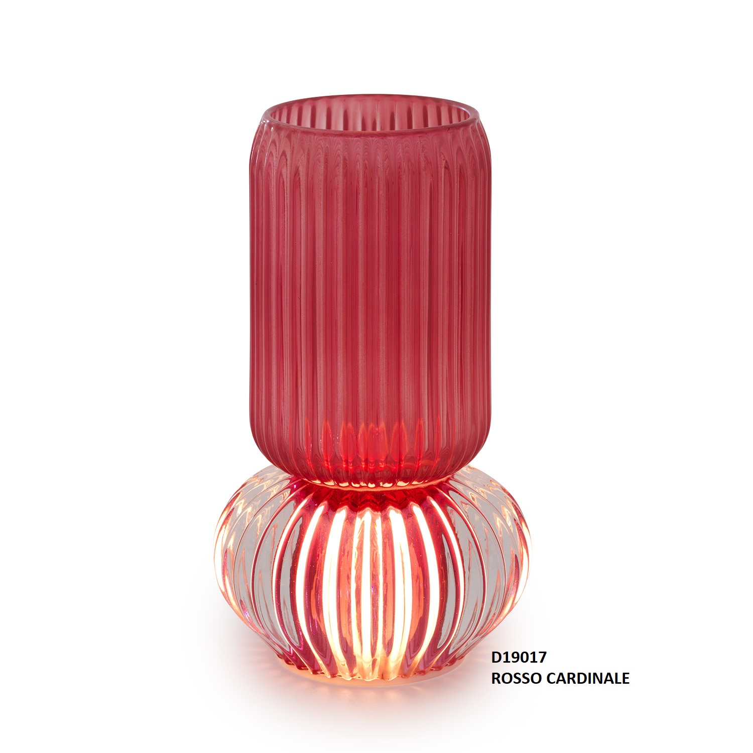 Vaso in vetro c/luce led Luminescence - vari colori - H.19x11 cm - Henriette