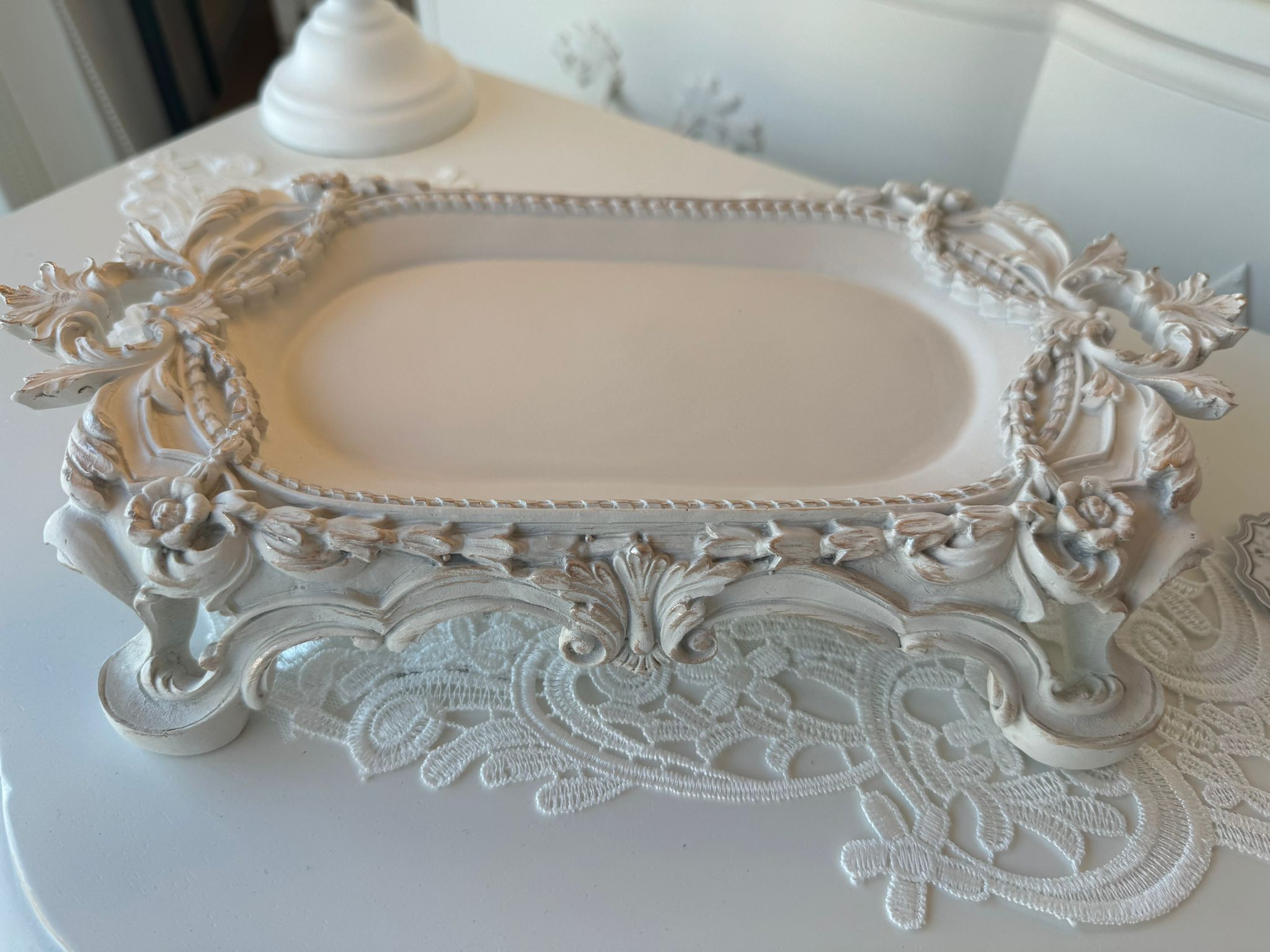 Vassoio portaoggetti in resina - Collezione Villa Clara - 30x18x6 cm - Blanc Mariclo