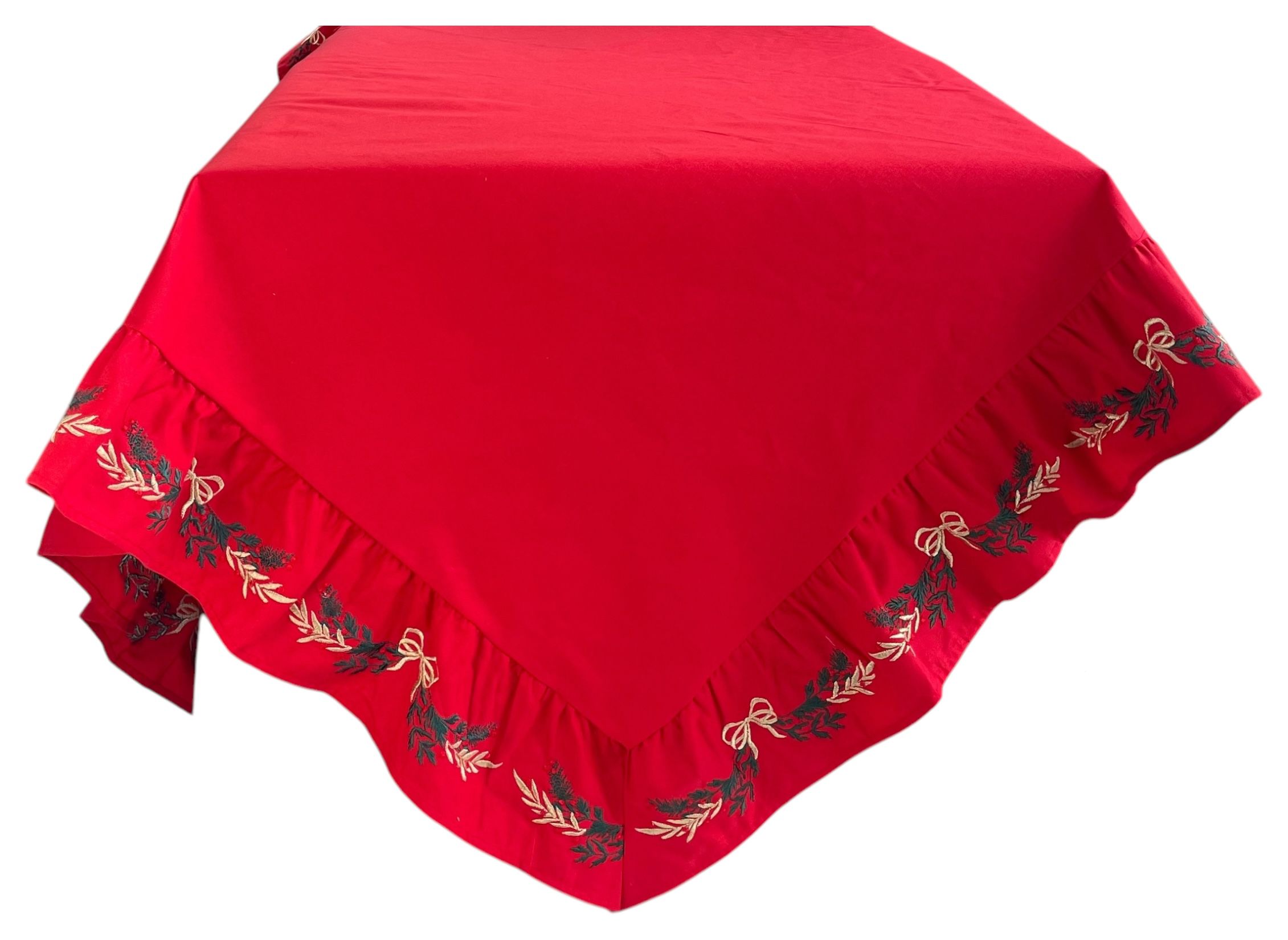 Tovaglietta in cotone rosso con ricamo natalizio Fancy - 100x100 cm - Clodette