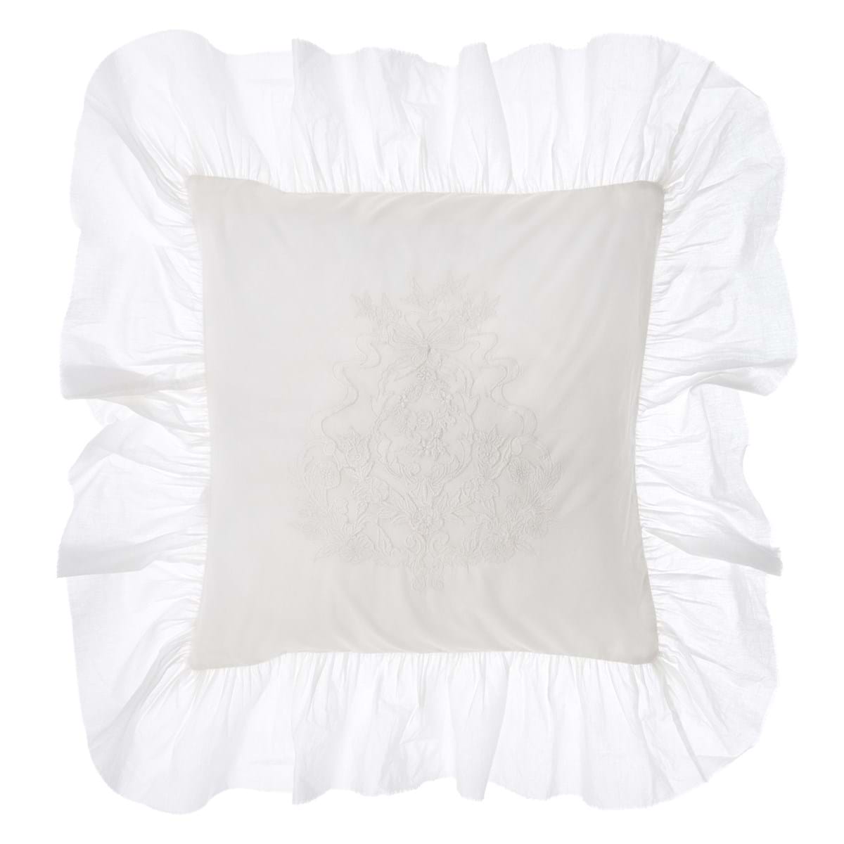 Cuscino con gale in cotone - 40x40 cm - Blanc Mariclo