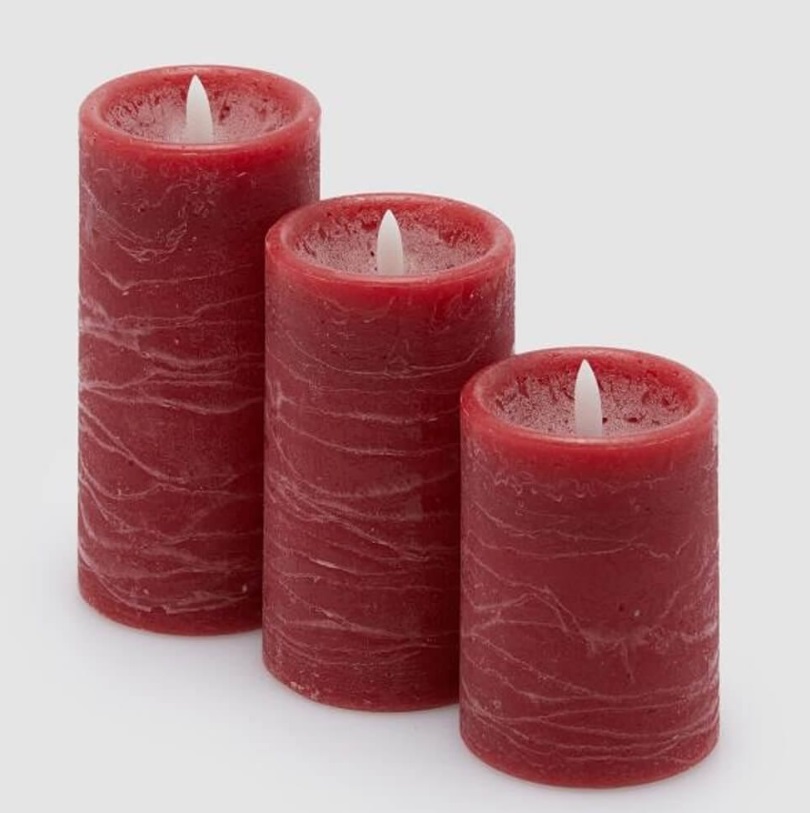 Set 3 candele in cera a led SOFFIO - H.15 cm - 12 cm - 10 cm - vari colori -  EDG