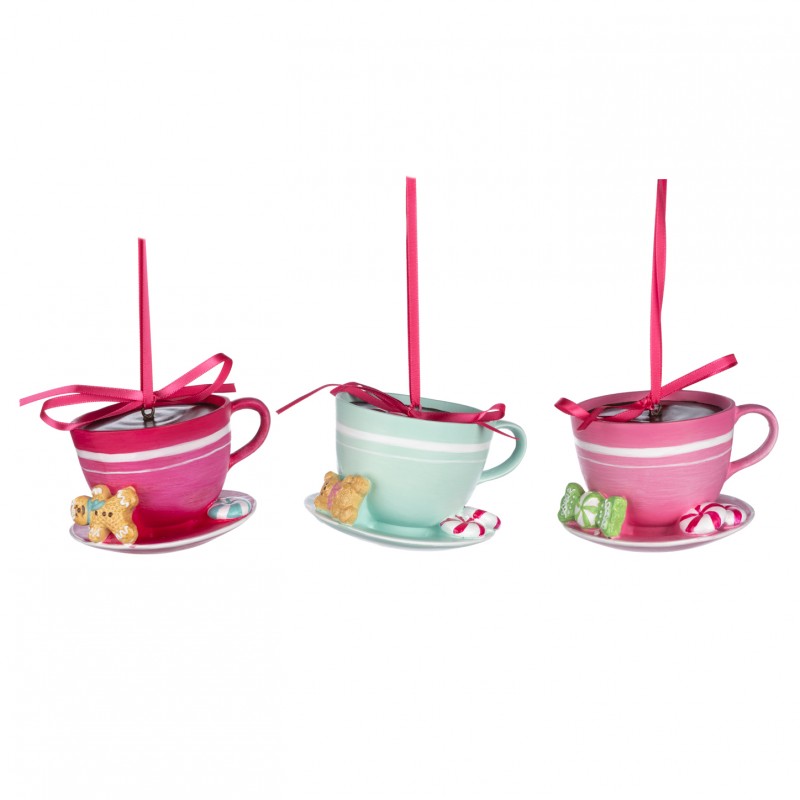 Tazza di cioccolata in resina da appendere - colori ass -  H. 11 cm - EDG