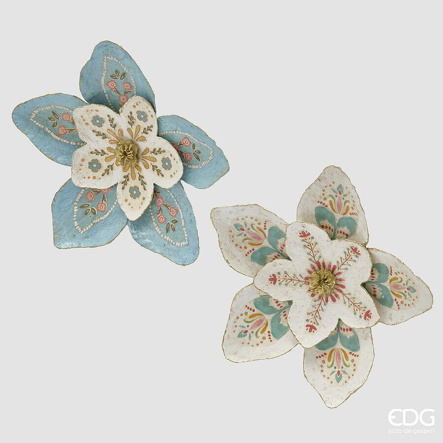 Decorazione fiore da appendere in metallo - 2 varianti - H.6x30 cm- EDG
