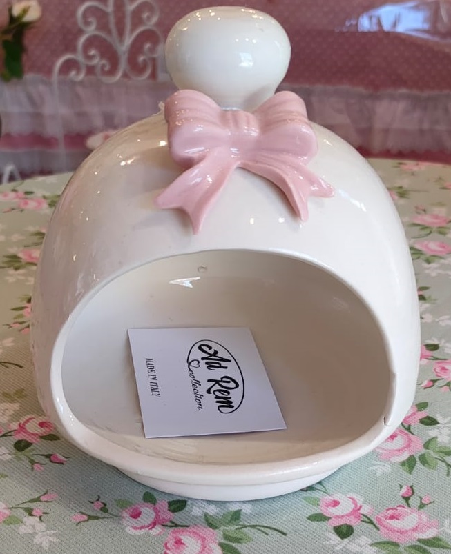 Porta Spugnette in ceramica di capodimonte con fiocco  disponibile in diversi colori - Ad Rem Collection