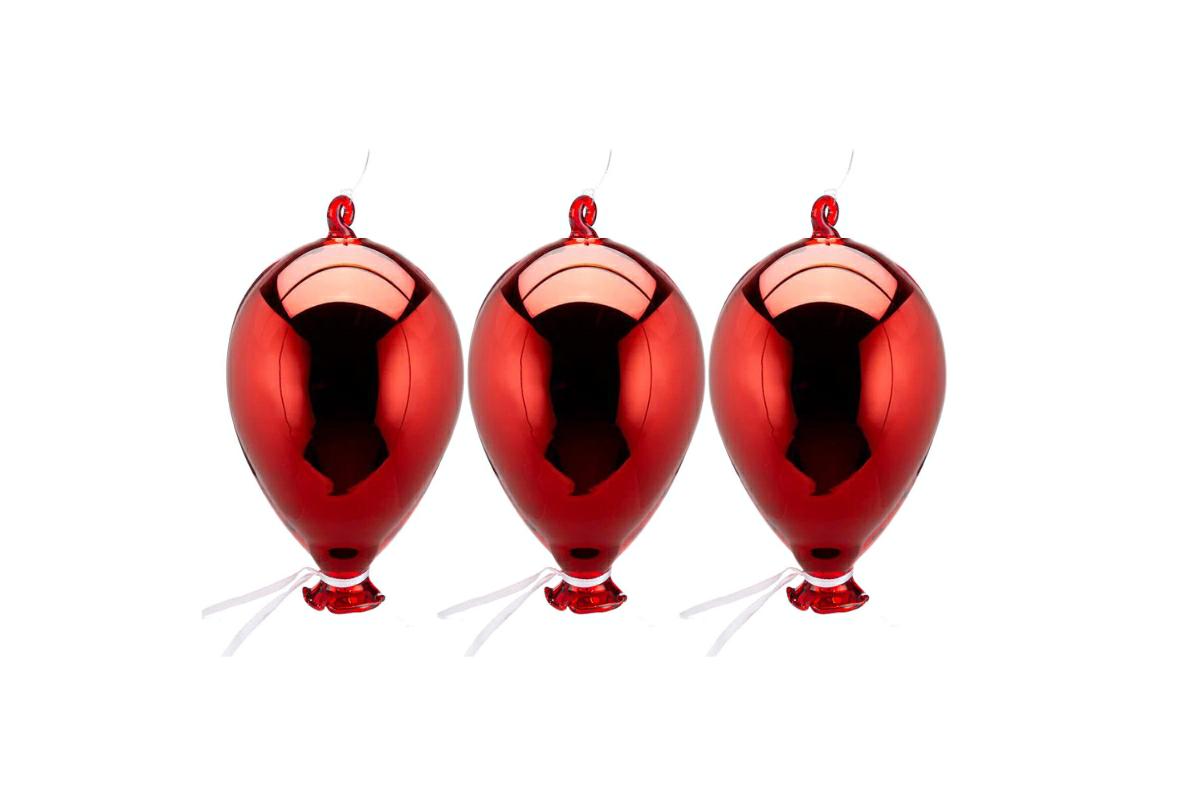 Set 3 palloncini in vetro rosso - 12.5 cm