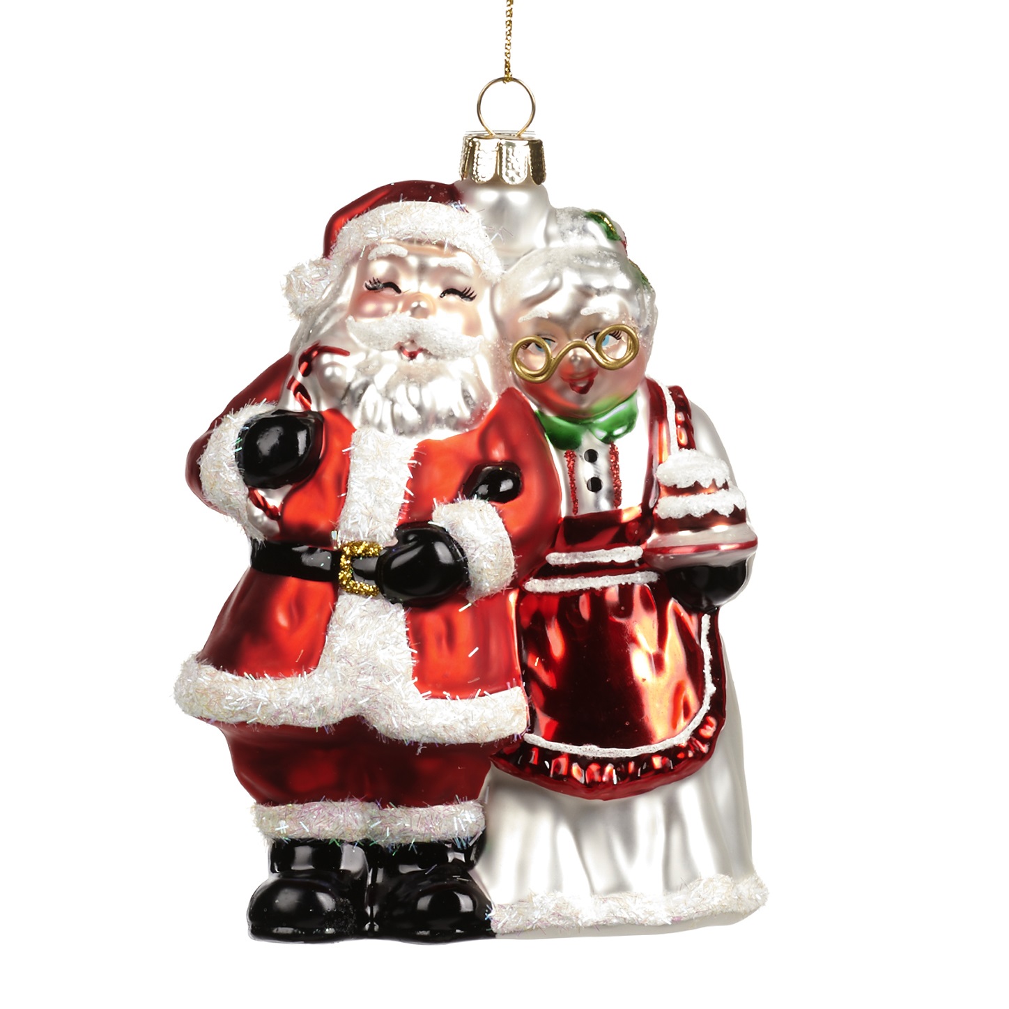 Decorazione natalizia mamma e babbo natale in vetro - H.12.5 cm - Goodwill