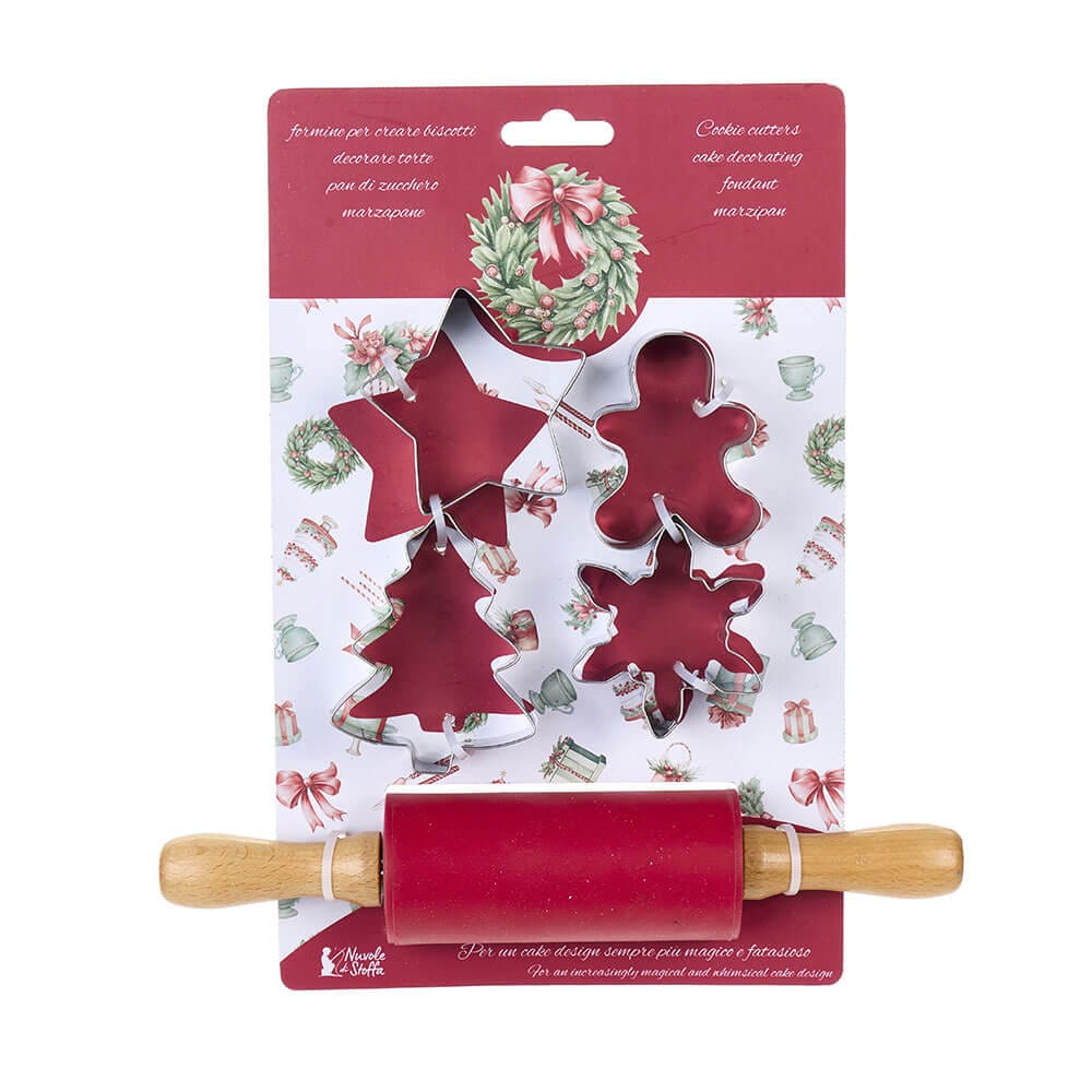 Set 4 stampini per biscotti + mattarello in silicone - Nuvole di Stoffa