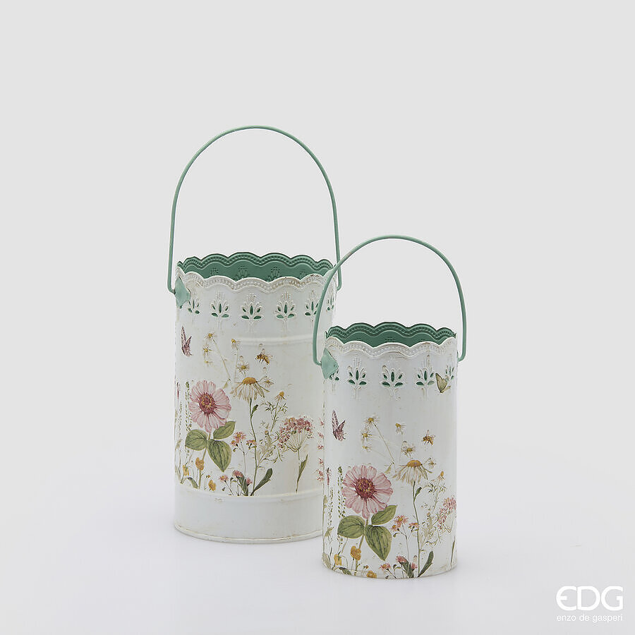 Set 2 vasi fiorimix in metallo - H25x15 cm - EDG