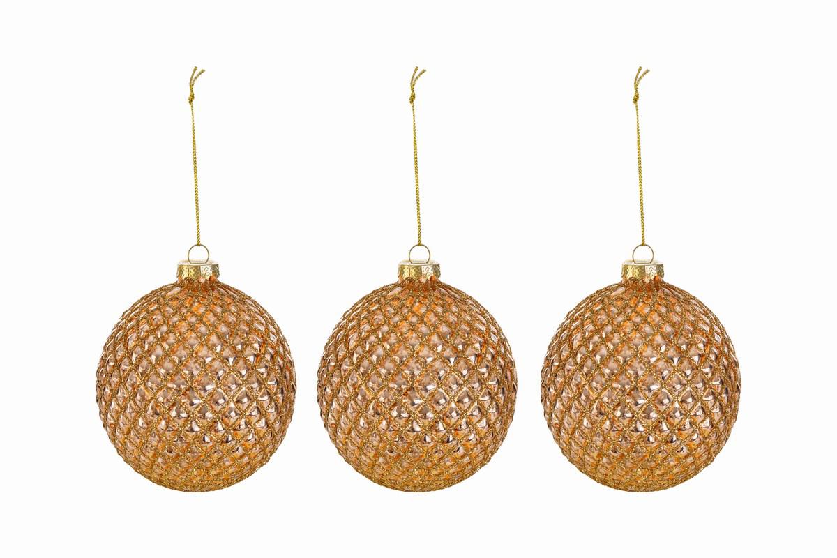 Set 3 palline in vetro oro - diam.8 cm - Le Stelle