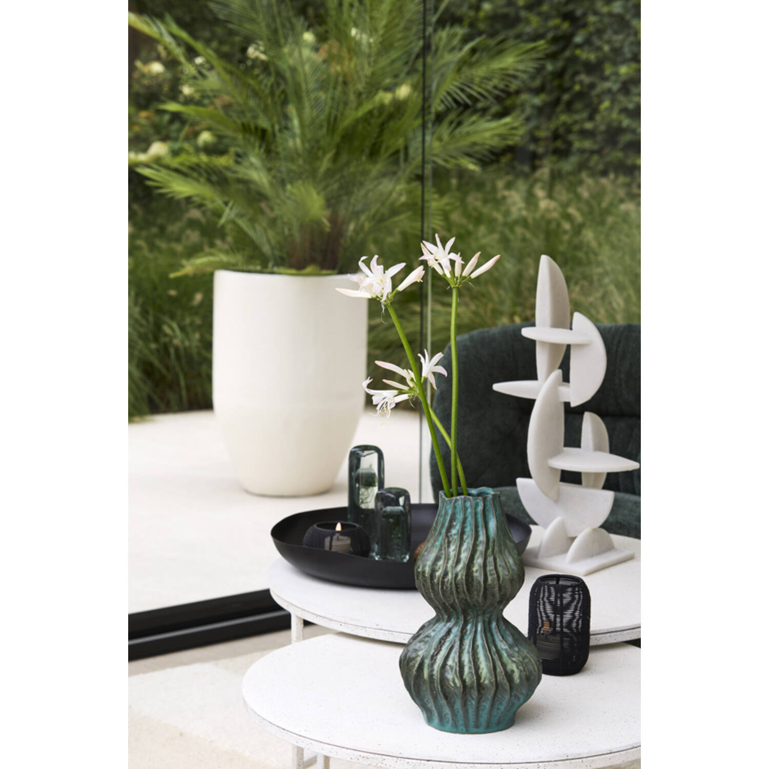 Vaso decorativo in ceramica petrolio VANIA - H.31.5x19 cm - Light e Living