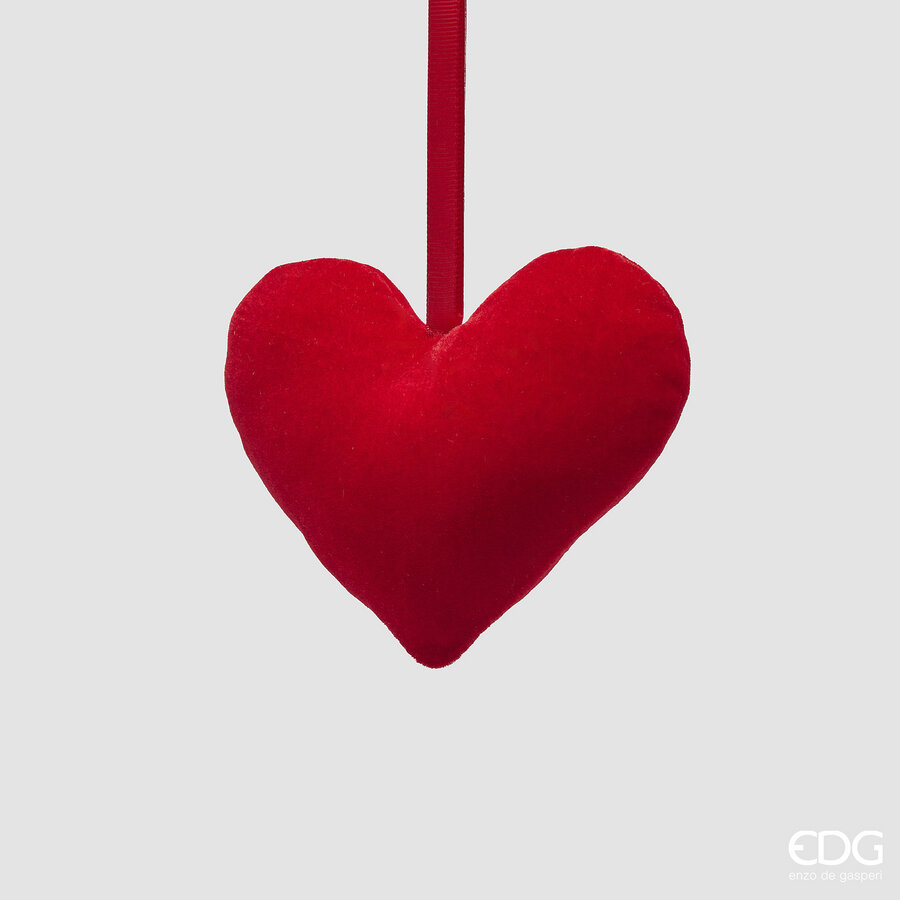 Decoro cuore in peluche da appendere - H.18x22 cm - EDG