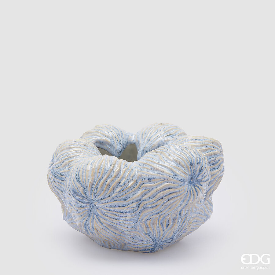 Vaso chakra marino in ceramica blu - H.12x20 cm - EDG