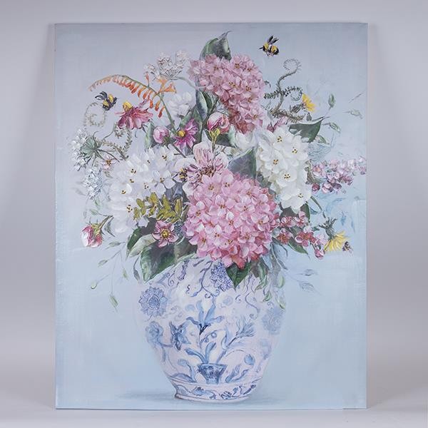 Quadro su tela vaso con fiori multicolore - 80x100 cm - Eurolamp