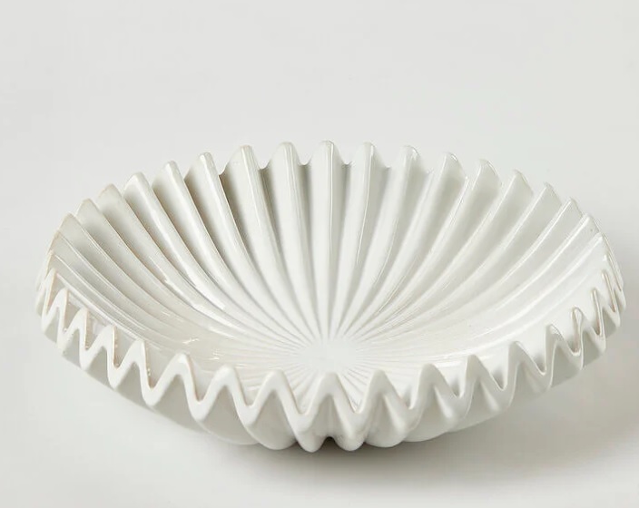 Centrotavola raggiera rotondo in ceramica bianco - diam.29 cm - EDG