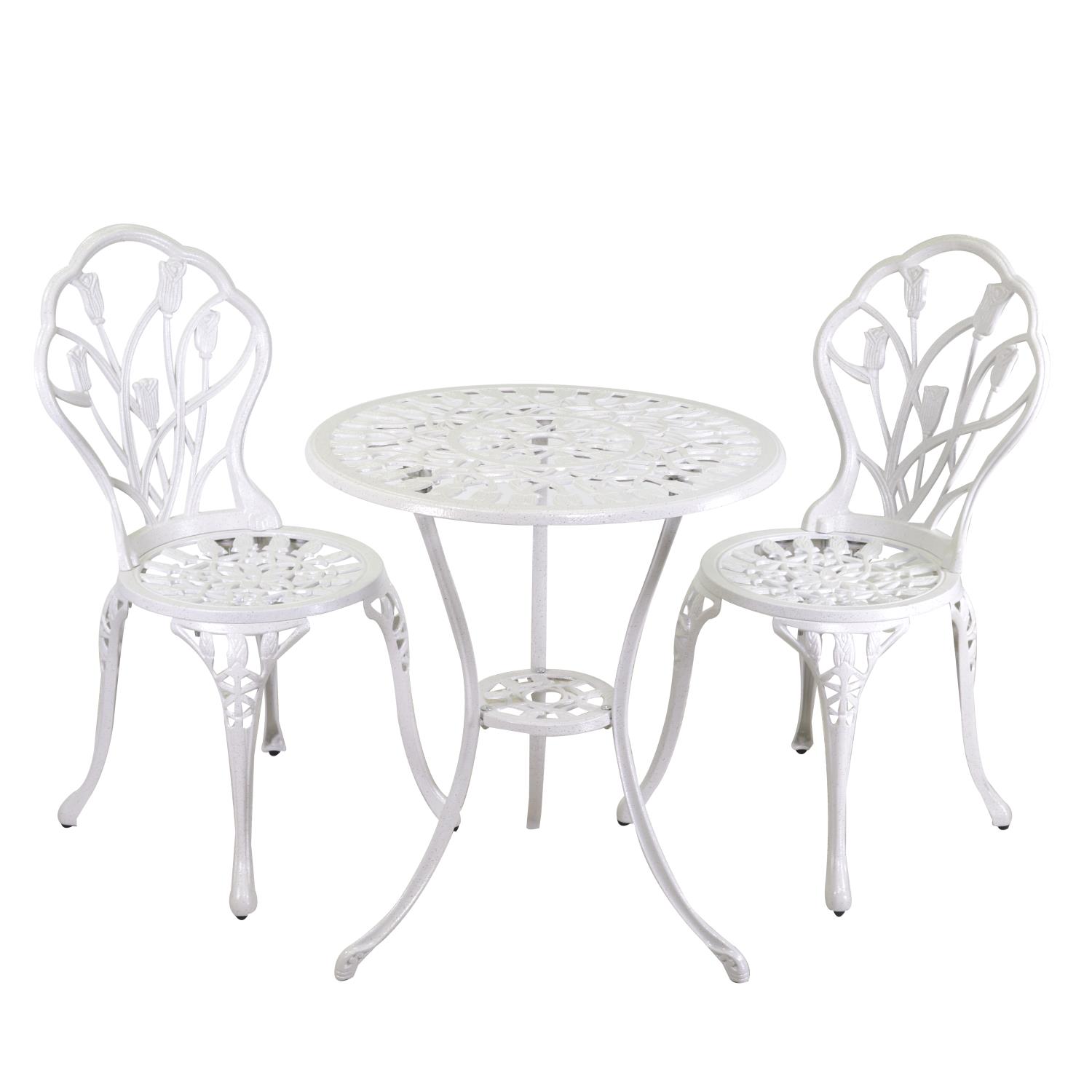 Tavolo rotondo in alluminio pressofuso Parma bianco con 2 sedie  - Vacchetti