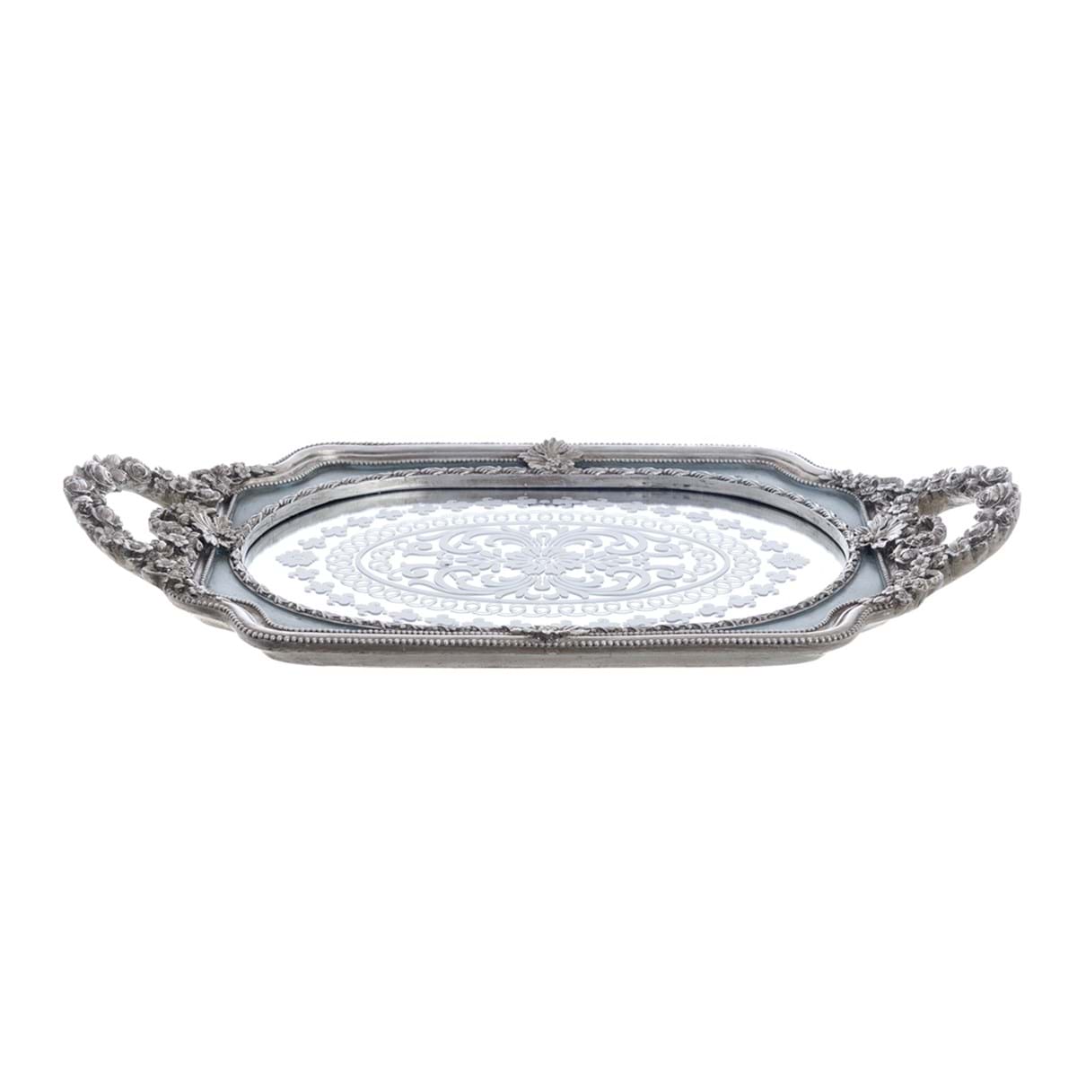 Vassoio in resina c/specchio - Collezione Villa Clara - 46x24x5 cm - Blanc Mariclo
