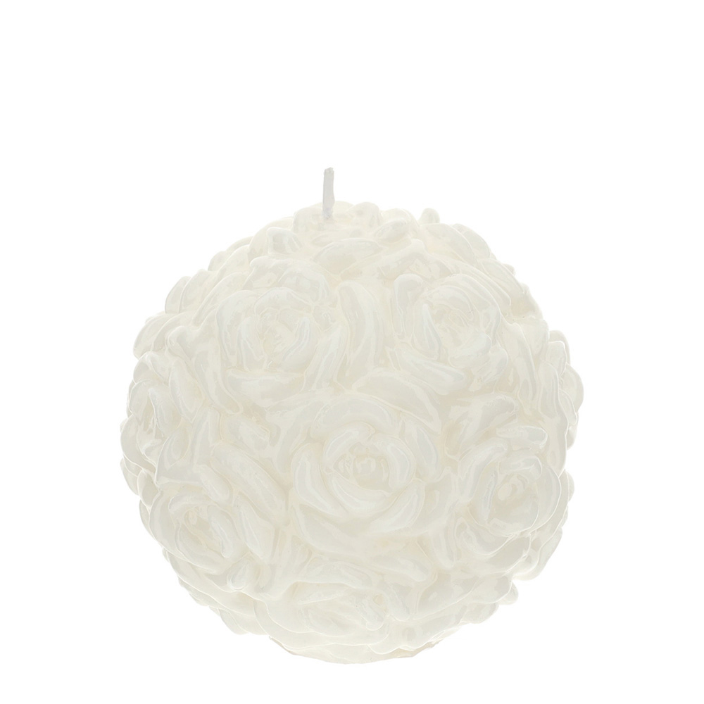Candela sfera con rose laccata - disponibile in due colori - d 11 cm - Hervit