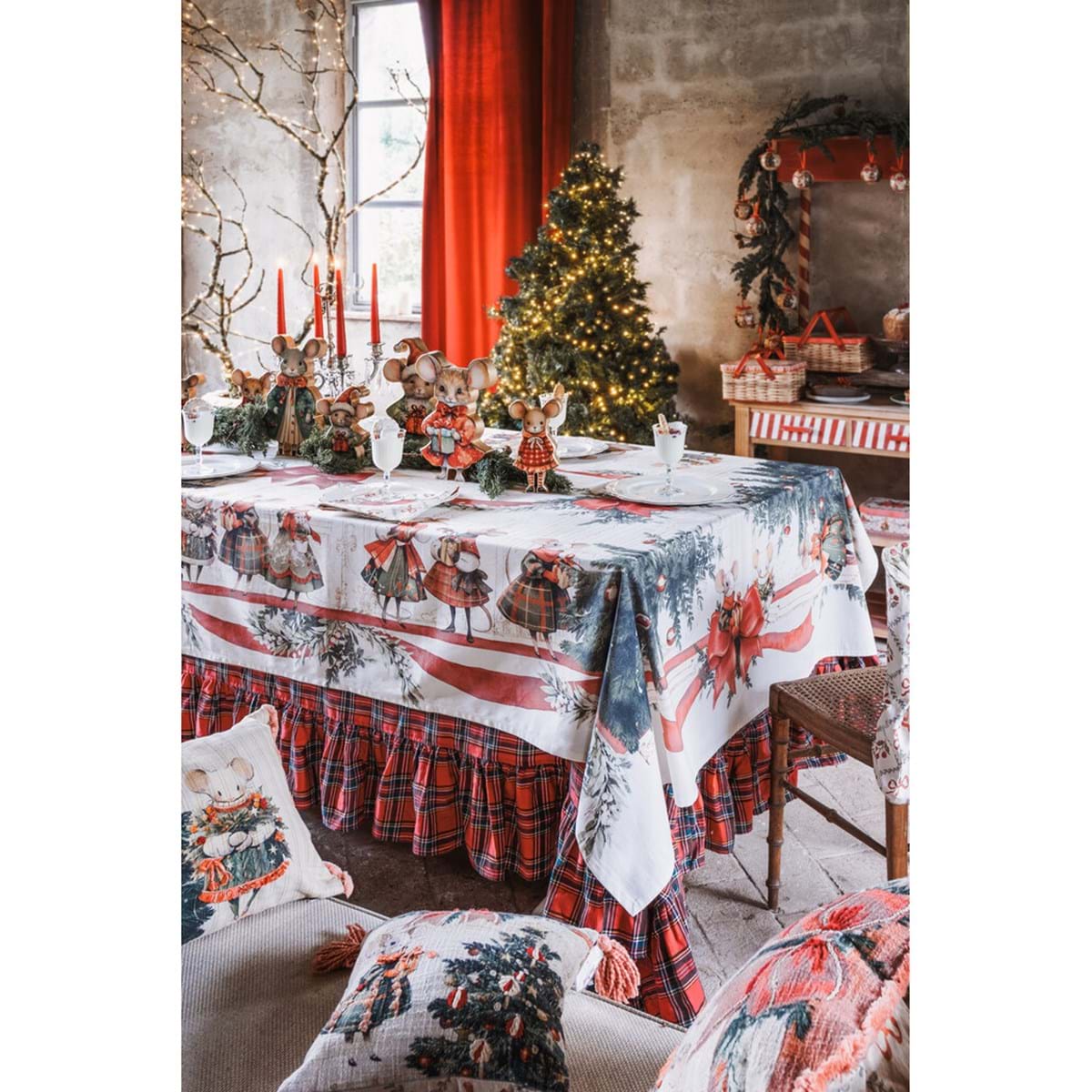 Tovaglia natalizia in cotone - Collezione Favola di Natale 2025 - 160x280 cm - Blanc Mariclo