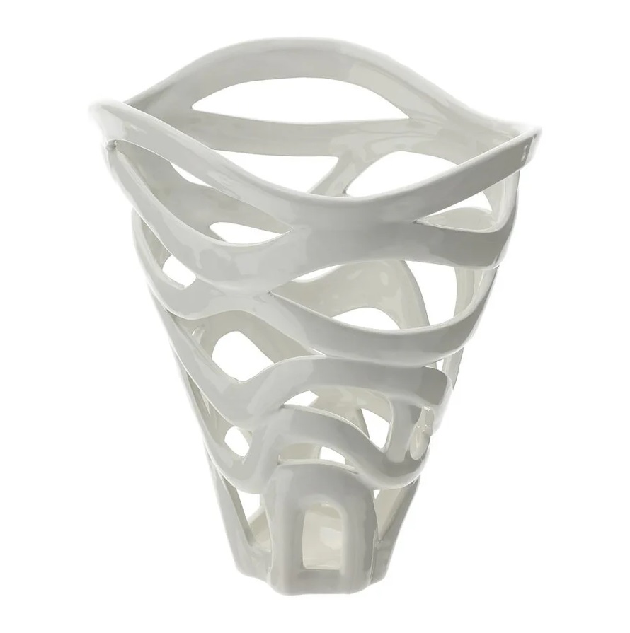 Vaso Leaf in ceramica traforata - H.24x16x22 cm - Hervit
