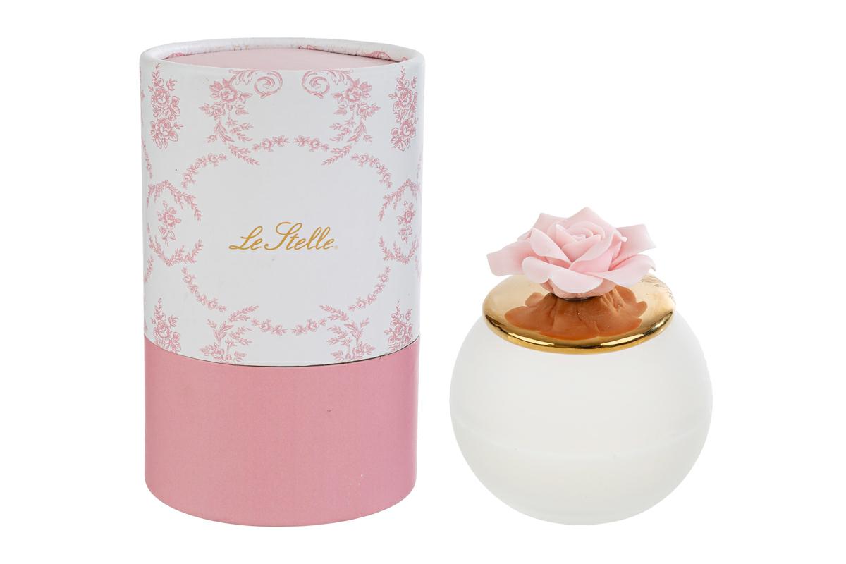 Candela rosa col.Rosa c/astuccio - H.9x7.5 cm - Le Stelle