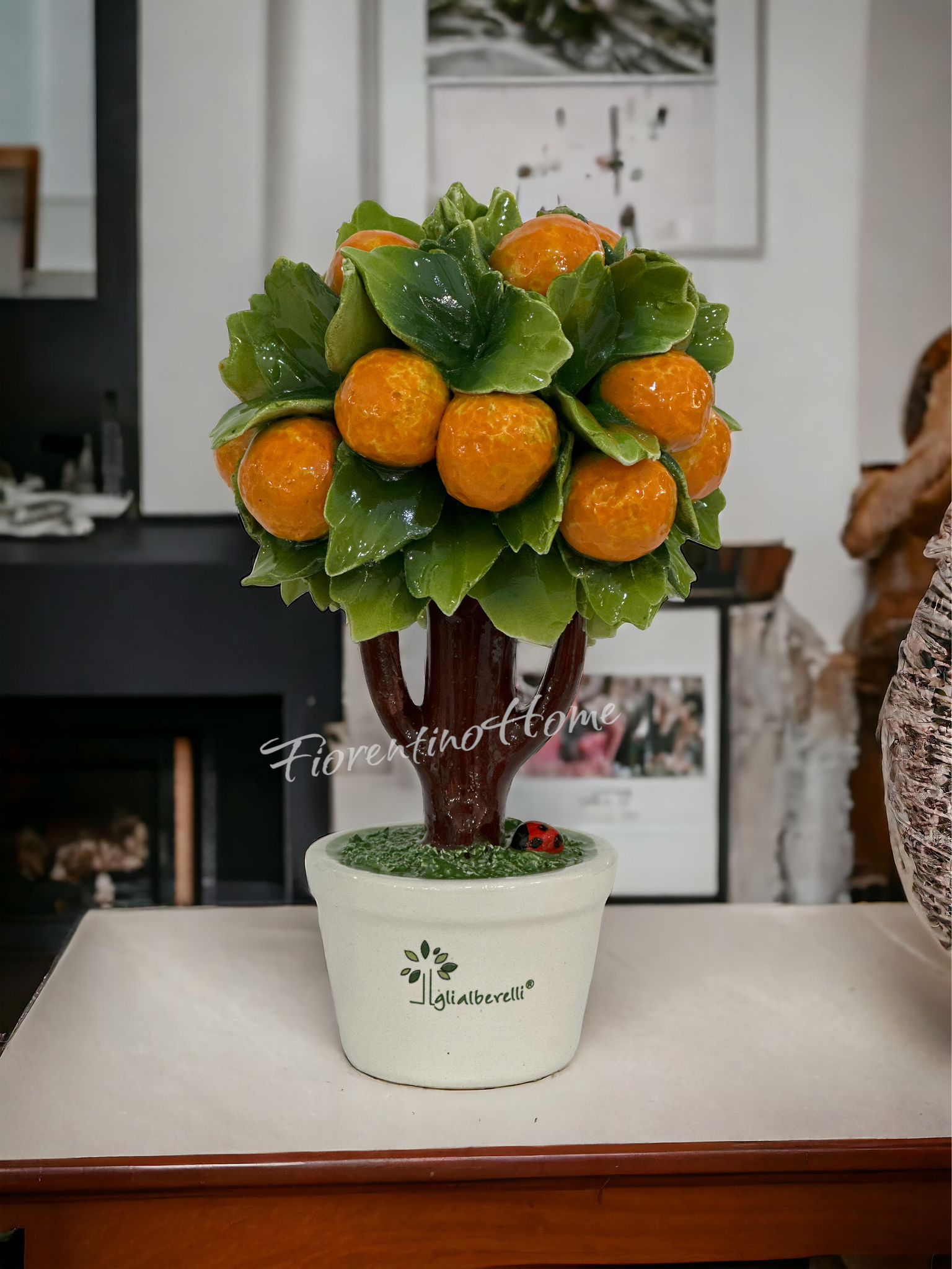 Albero di arance in ceramica di capodimonte - H.17 cm - Gli Alberelli