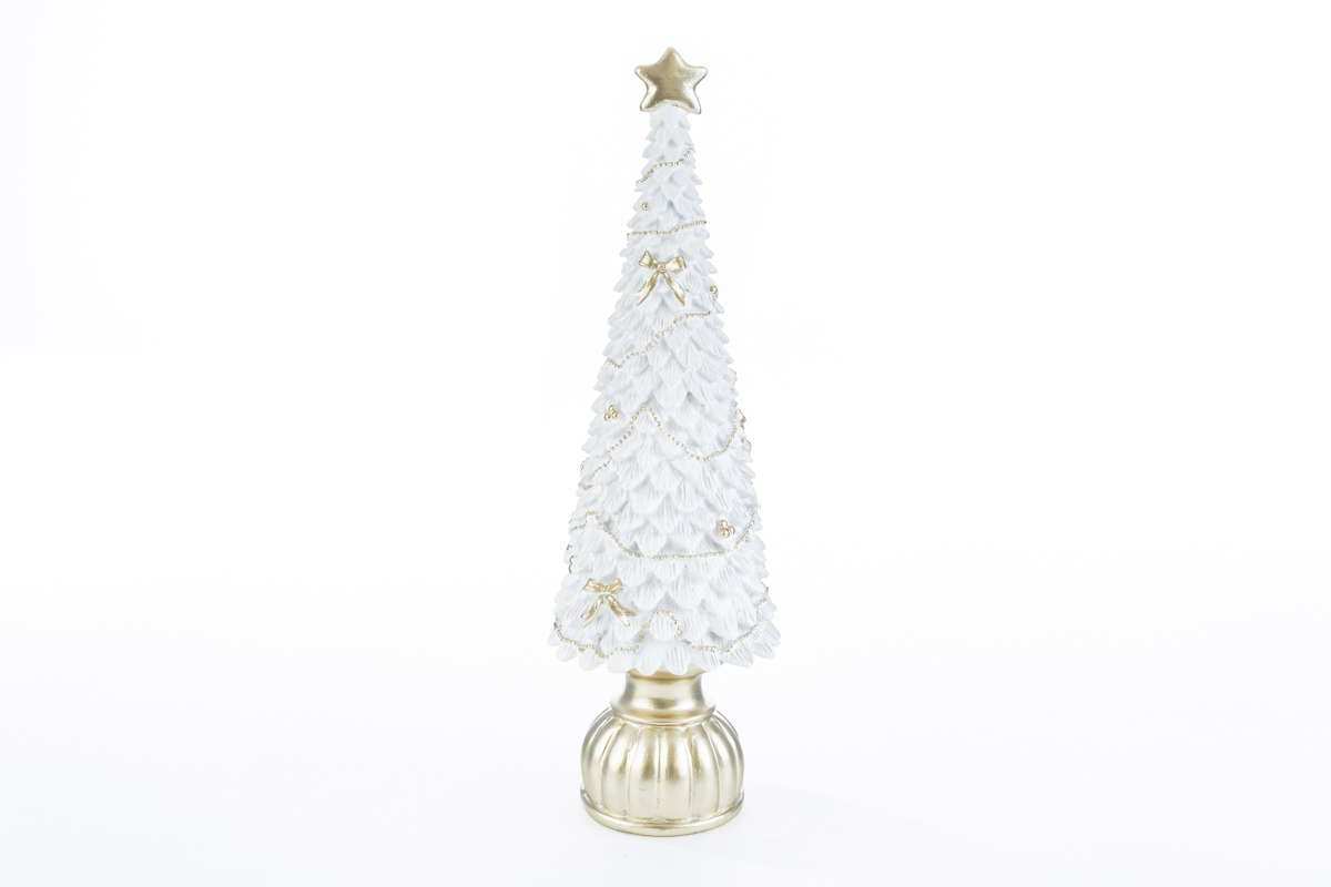 Albero natalizio in resina panna e oro - H.35 cm