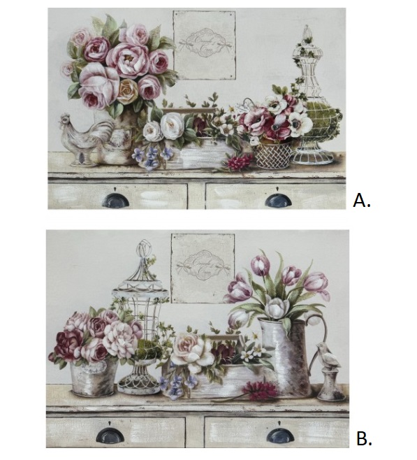 Quadro con fiori - 2 modelli assortiti - H.35x51x3 - Coccole di casa