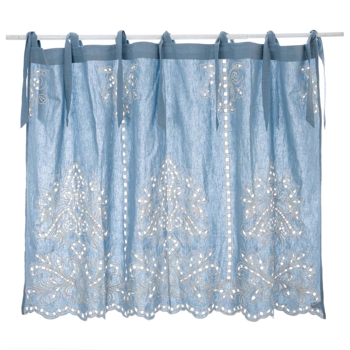 Mantovana in cotone e lino azzurro - Linea Brezza di Sangallo - 90x140 cm - Blanc Mariclo